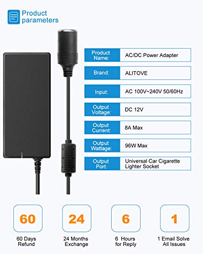ALITOVE 120V to 12V 8A AC to DC Converter for Car Devices